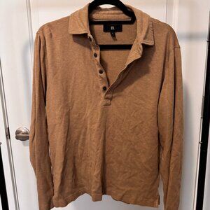 Banana Republic Long Sleeve Button Down Polo - tan/light brown